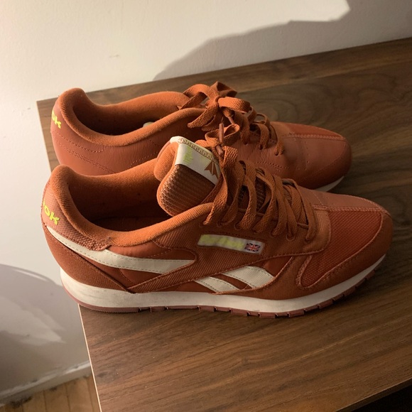 Reebok Leather Ree Cycle Unisex Sneaker Baked Earth-Classic White- Neon Yellow - Picture 8 of 8